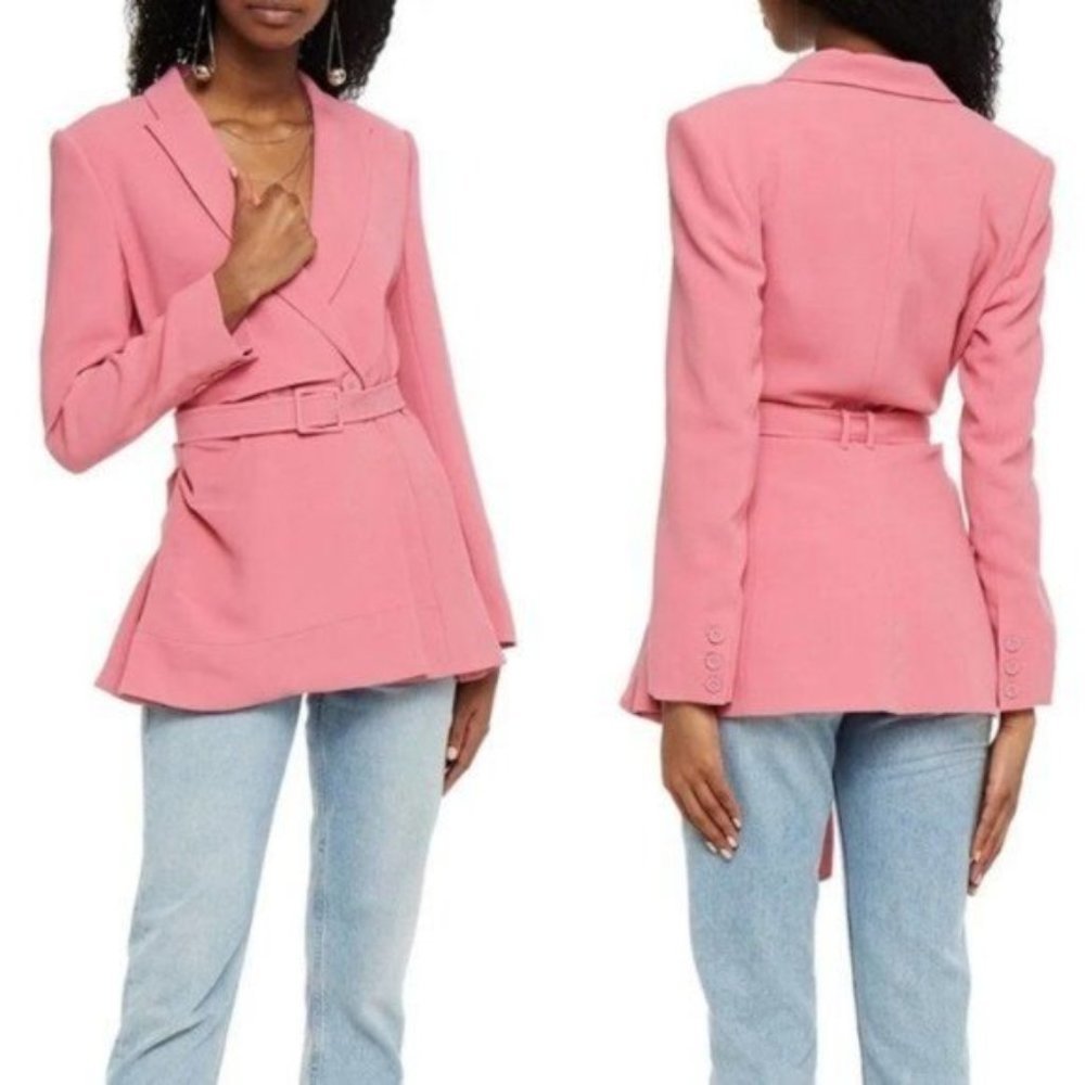 NEW Saloni Maxima Double Breasted Belted Crepe Blazer RRP $650